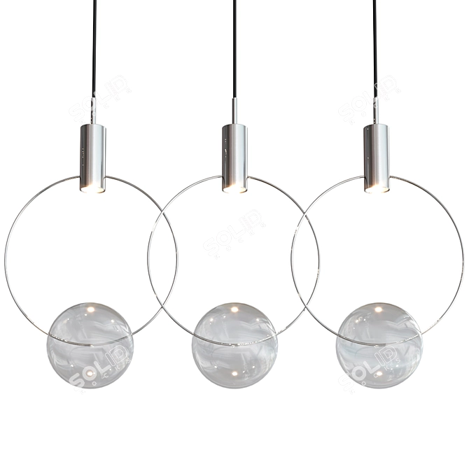 Elegant Blown Glass Pendant Lamp 3D model image 13