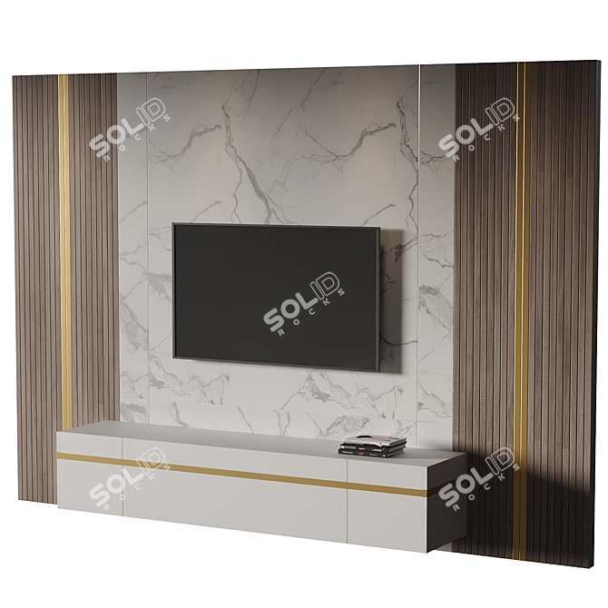 Modern TV Wall Set 036 3D model image 1