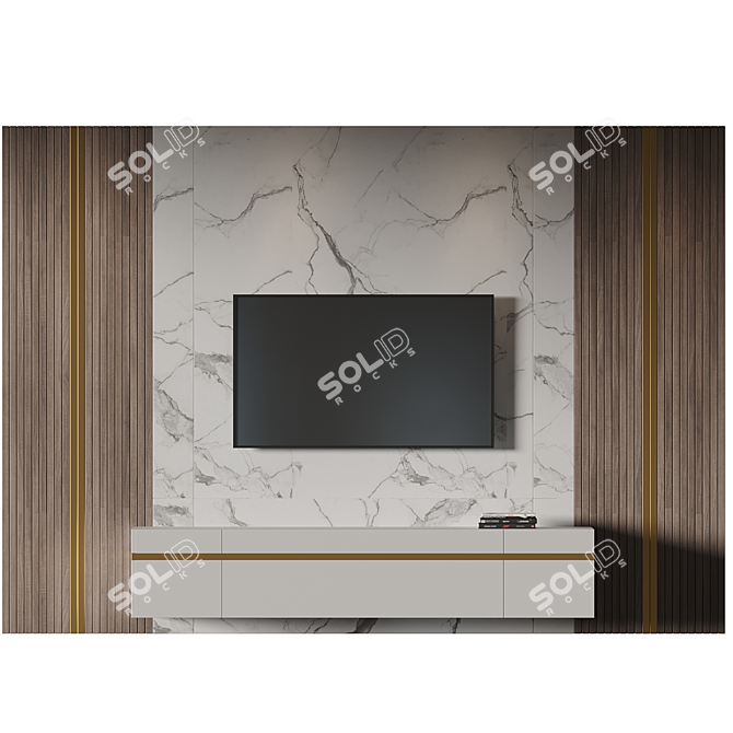 Modern TV Wall Set 036 3D model image 2