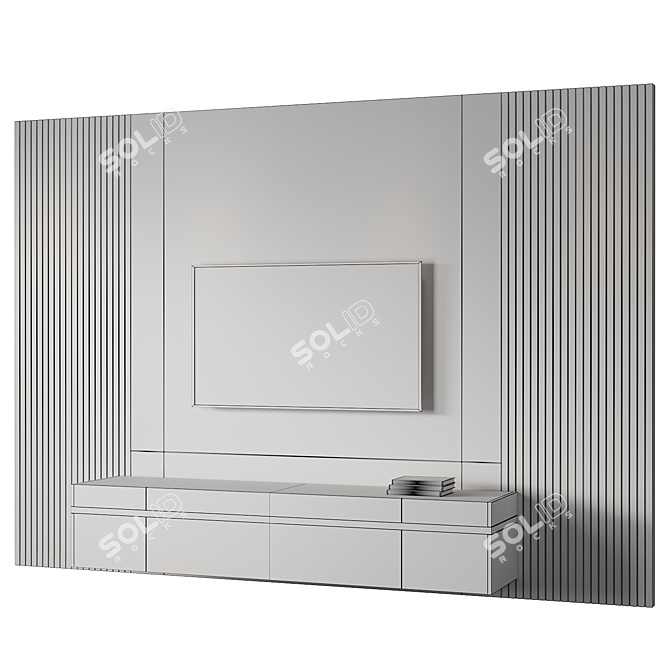 Modern TV Wall Set 036 3D model image 4