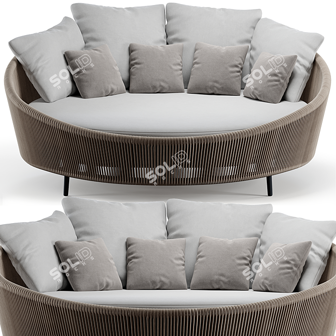 Modern Red Circular Daybed Model 3D model image 2