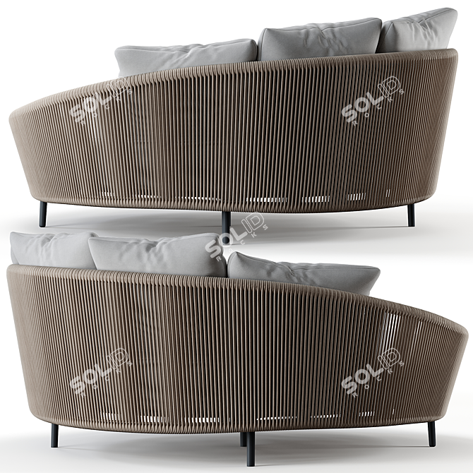 Modern Red Circular Daybed Model 3D model image 4