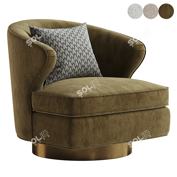 Swivel Barrel Chair Brass Base 3D model image 1