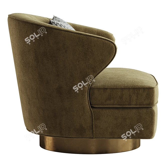 Swivel Barrel Chair Brass Base 3D model image 4