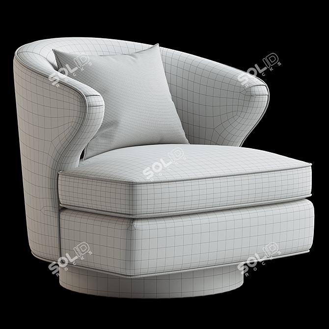 Swivel Barrel Chair Brass Base 3D model image 5