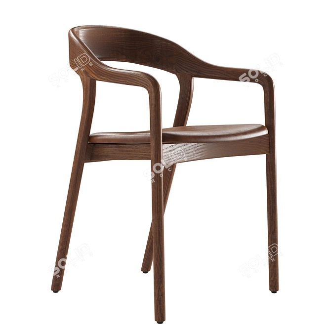 Sculpted Ash Leather Dining Chair 3D model image 2