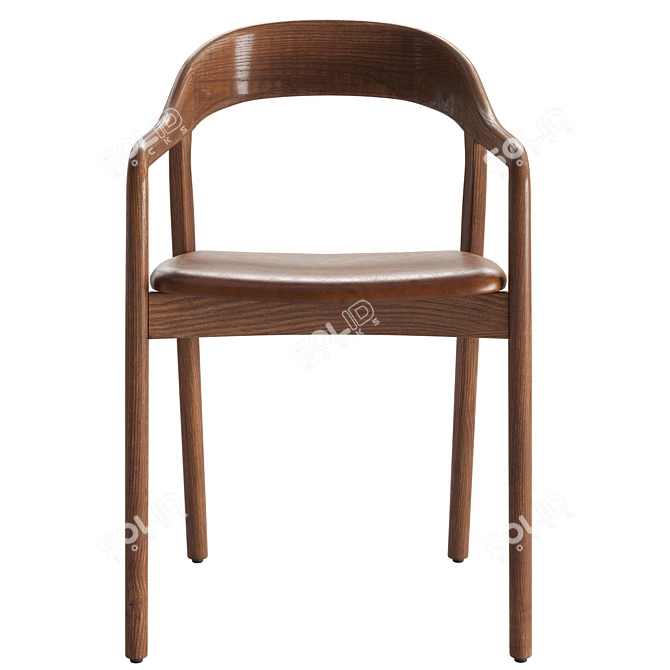 Sculpted Ash Leather Dining Chair 3D model image 4