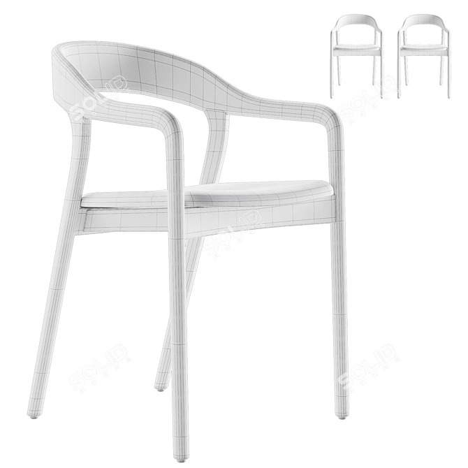 Sculpted Ash Leather Dining Chair 3D model image 7