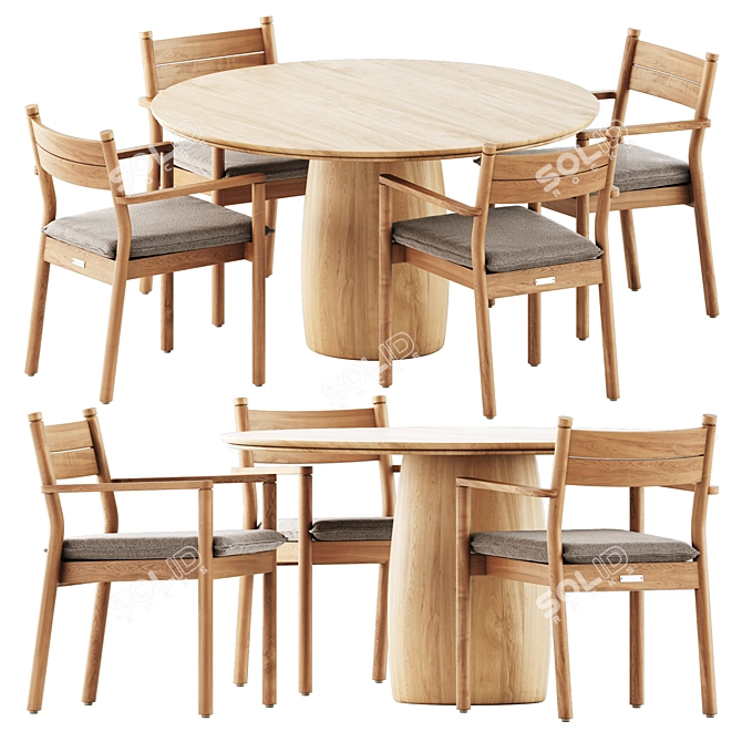 Modern Chic Dining Set: Barrel Table & Apache Chair 3D model image 1