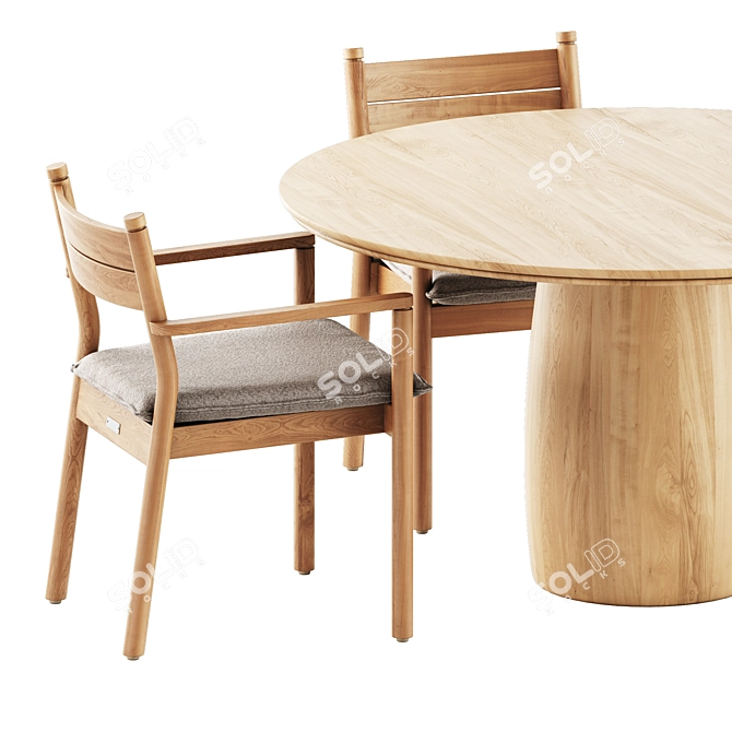 Modern Chic Dining Set: Barrel Table & Apache Chair 3D model image 2