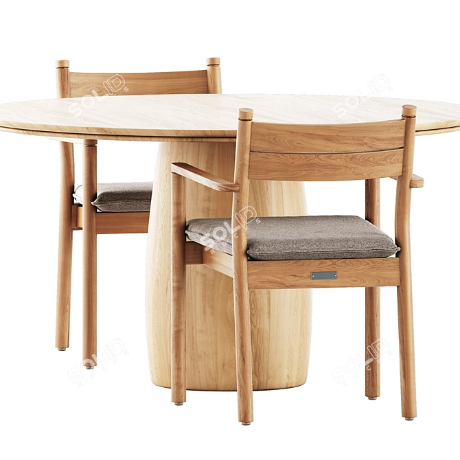 Modern Chic Dining Set: Barrel Table & Apache Chair 3D model image 3