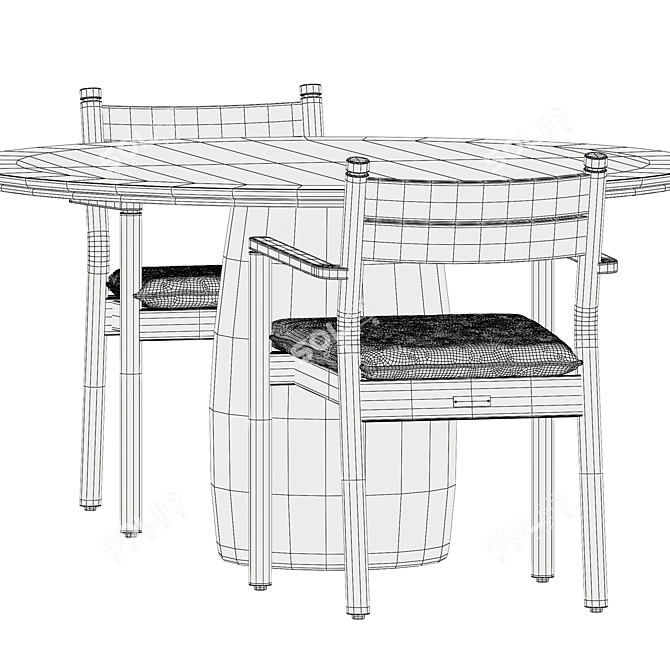 Modern Chic Dining Set: Barrel Table & Apache Chair 3D model image 5