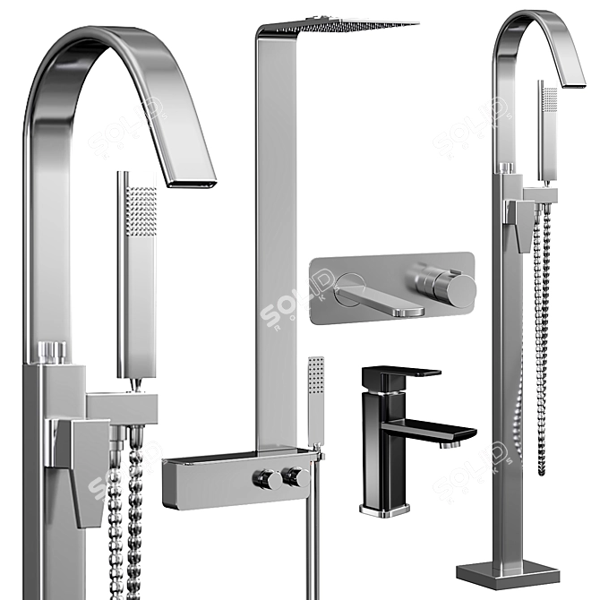  Stylish Tap & Shower Set 3D model image 1