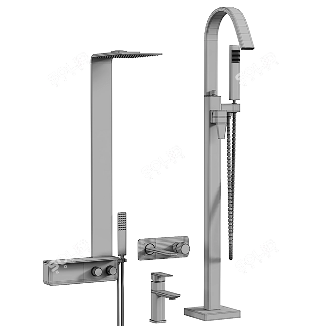  Stylish Tap & Shower Set 3D model image 6