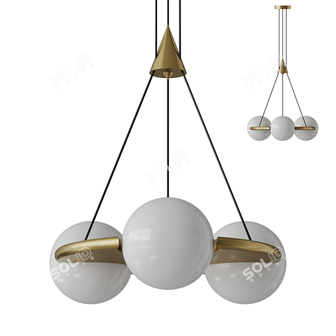 Designer Glass Pendant Trio Light 3D model image 1