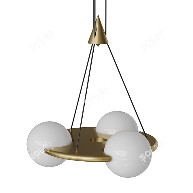 Designer Glass Pendant Trio Light 3D model image 2