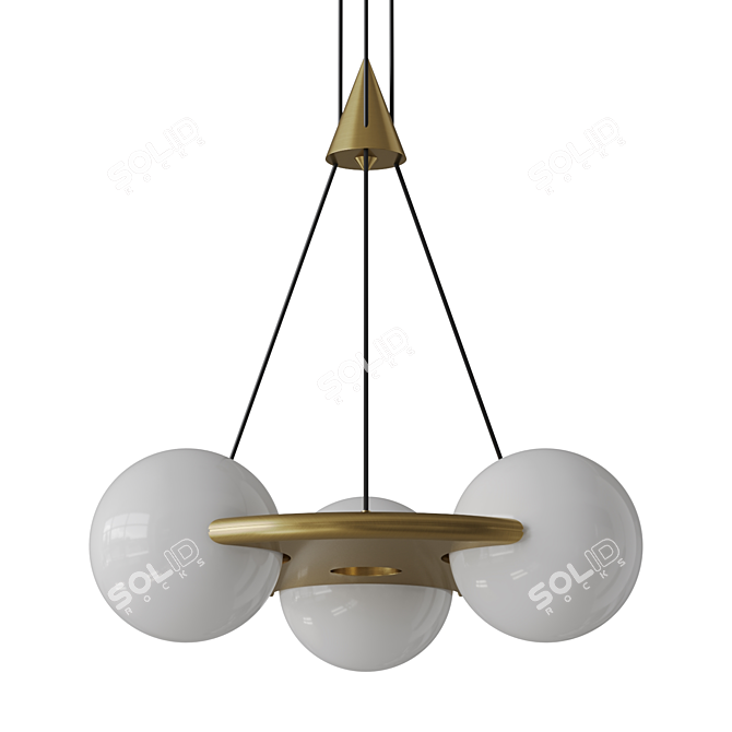 Designer Glass Pendant Trio Light 3D model image 3