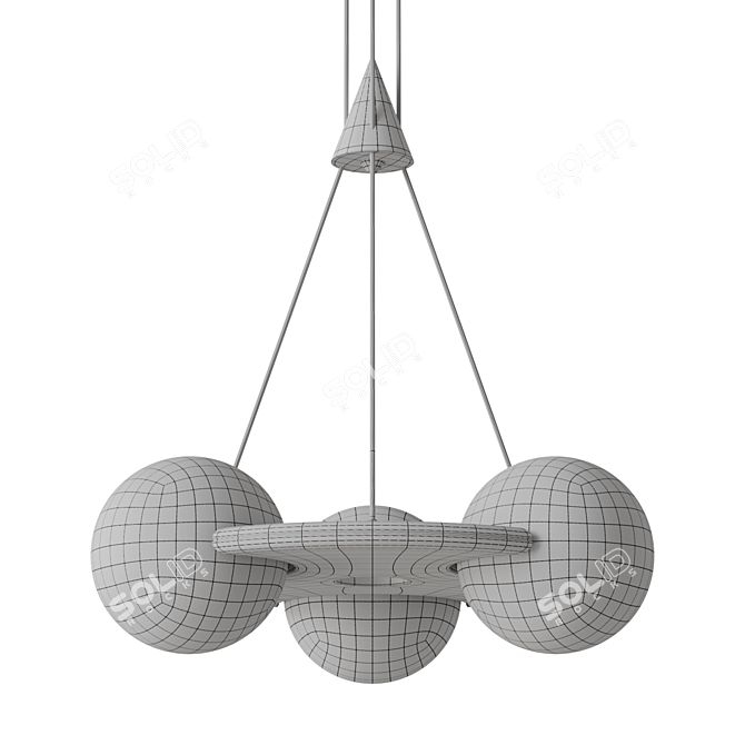 Designer Glass Pendant Trio Light 3D model image 4