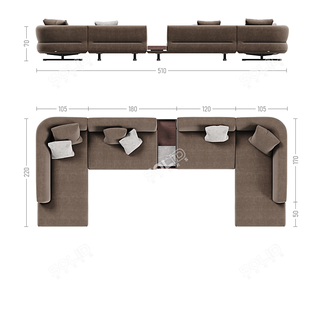 Modern Modular Sofa Set "TAKT S7 3D model image 4