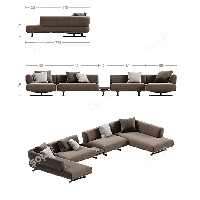 Modern Modular Sofa Set "TAKT S7 3D model image 5