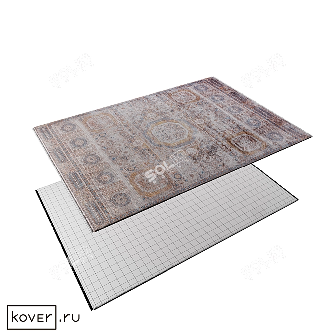 Title: Floral Eucalyptus Silk Rug 3D model image 2