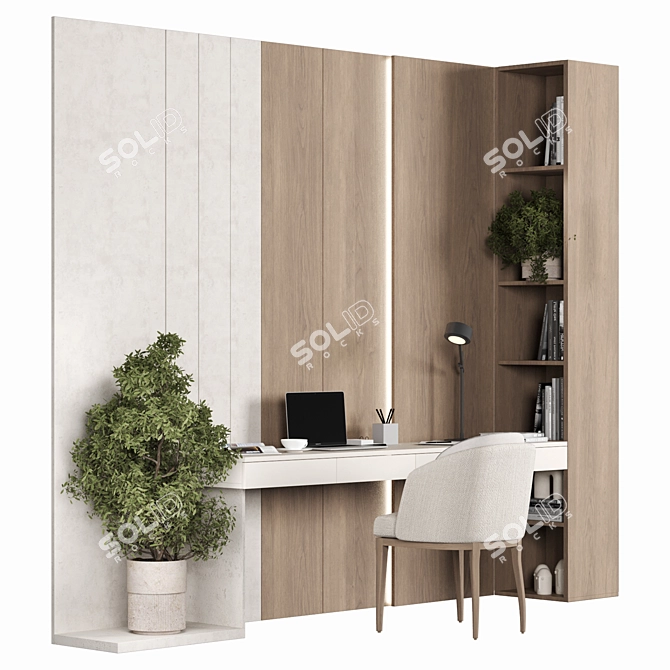 Elegant Modern Home Office Furniture 3D model image 1