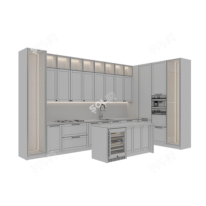 Modern Kitchen 3D Models Kit 3D model image 7