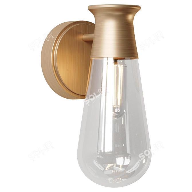 Sleek Steel and Glass Sconce 3D model image 1