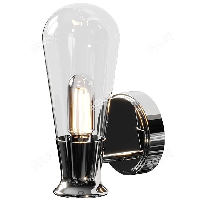 Sleek Steel and Glass Sconce 3D model image 2