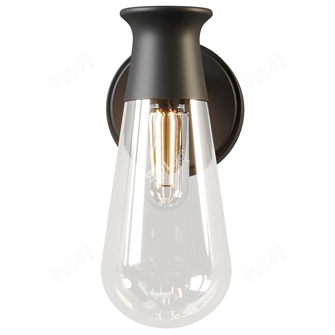 Sleek Steel and Glass Sconce 3D model image 3