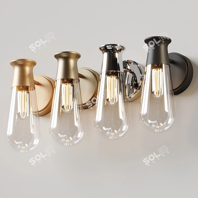 Sleek Steel and Glass Sconce 3D model image 4