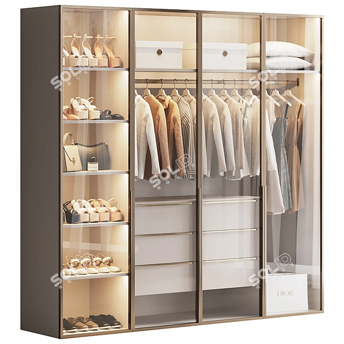 4-Door Wardrobe Set 3D model image 2