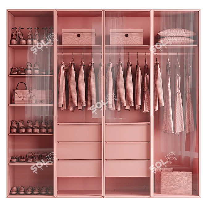 4-Door Wardrobe Set 3D model image 5