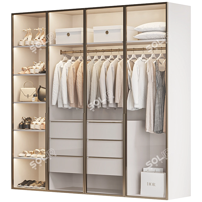 4-Door Wardrobe Set 3D model image 7