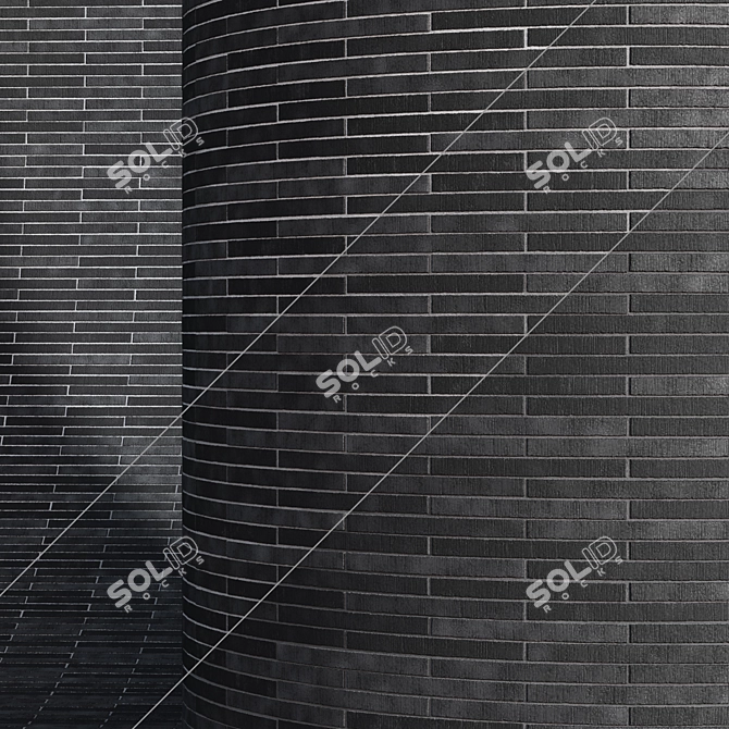 Black Long Cladding Brick Materials 3D model image 2