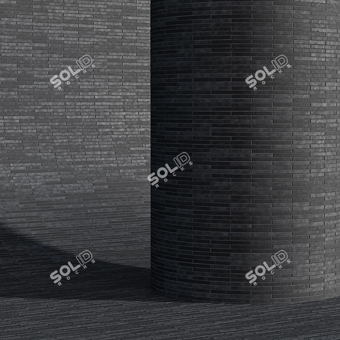 Black Long Cladding Brick Materials 3D model image 3