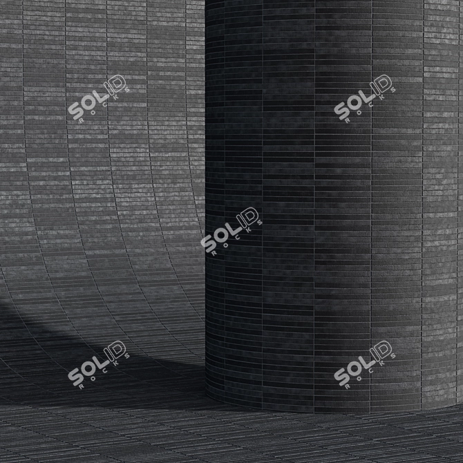 Black Long Cladding Brick Materials 3D model image 4