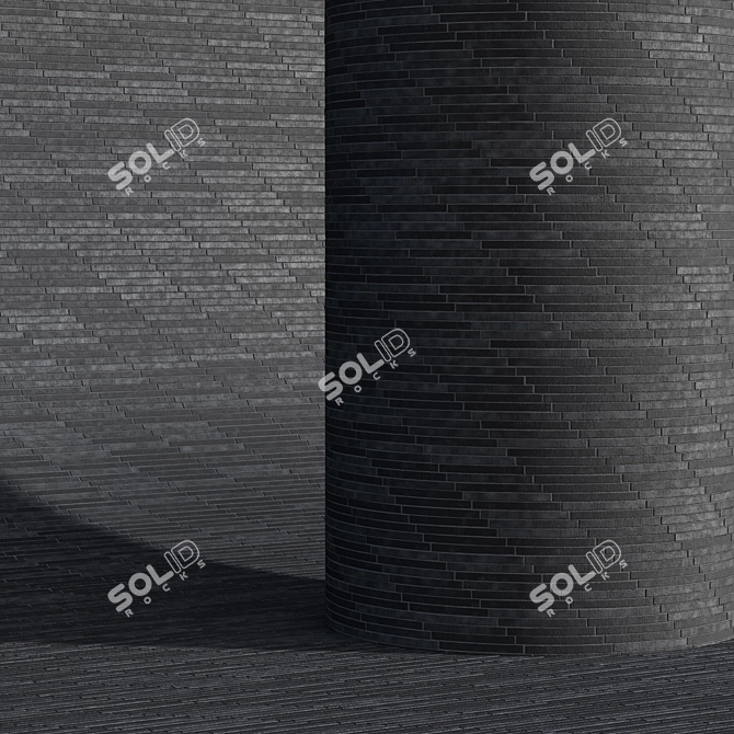 Black Long Cladding Brick Materials 3D model image 5