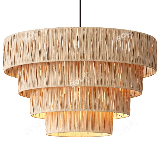 Rattan Palm Pendant Light Elegance 3D model image 1