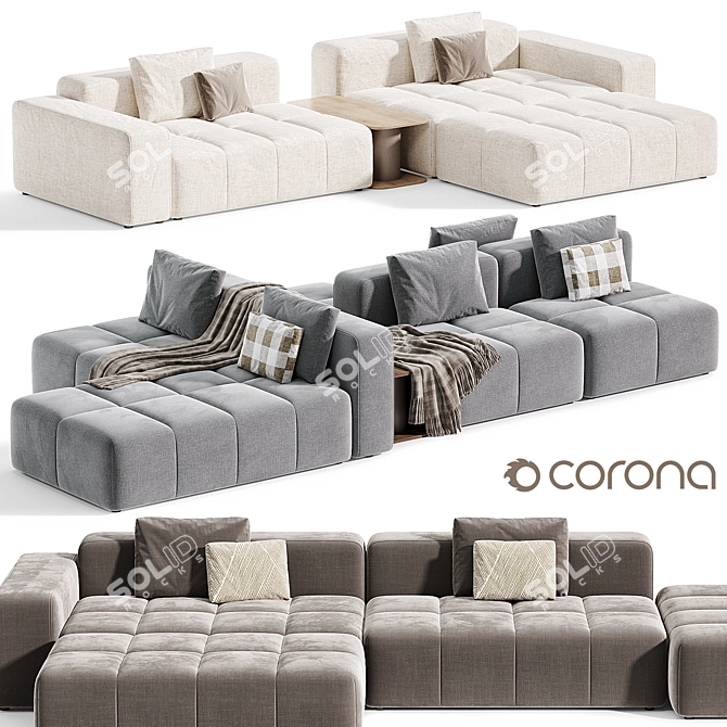 Sleek Bonaldo Bonamour Sofa - Modular 3D model image 4