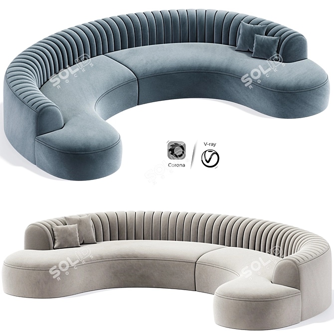 Curved Sectional Sofa Set 3D model image 1