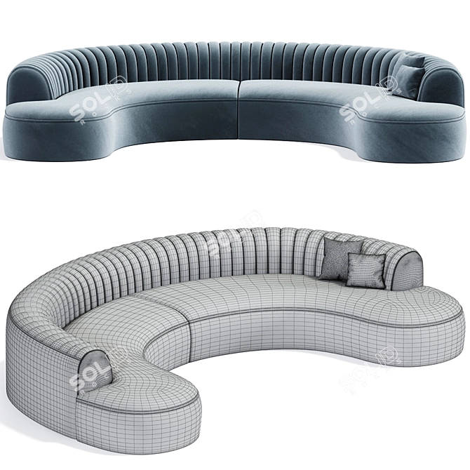 Curved Sectional Sofa Set 3D model image 2