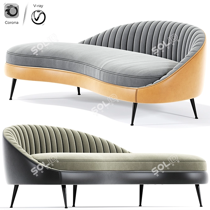 Curved Sand Sofa Set 3D model image 1