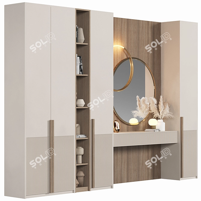 Modern Wood Hallway Composition 3D model image 5