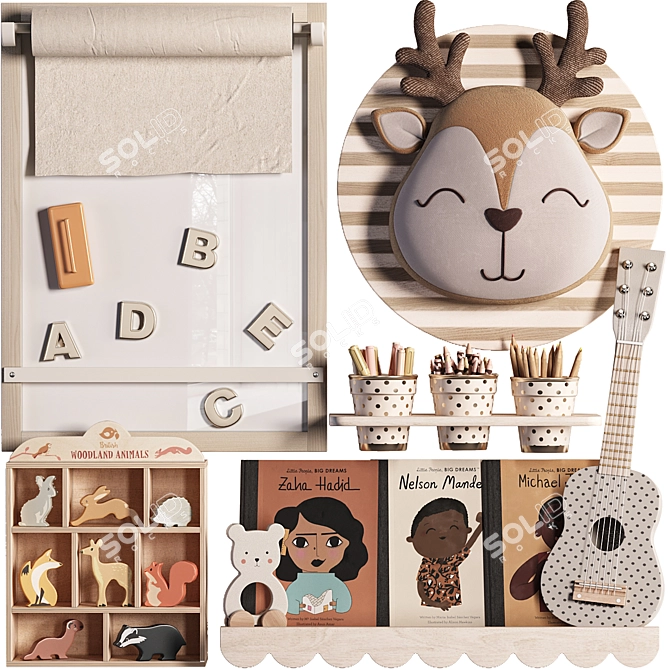 Woodland Animals Toy Figures Set 3D model image 1