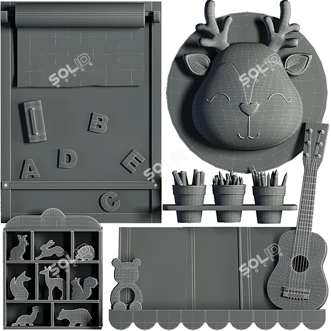 Woodland Animals Toy Figures Set 3D model image 7