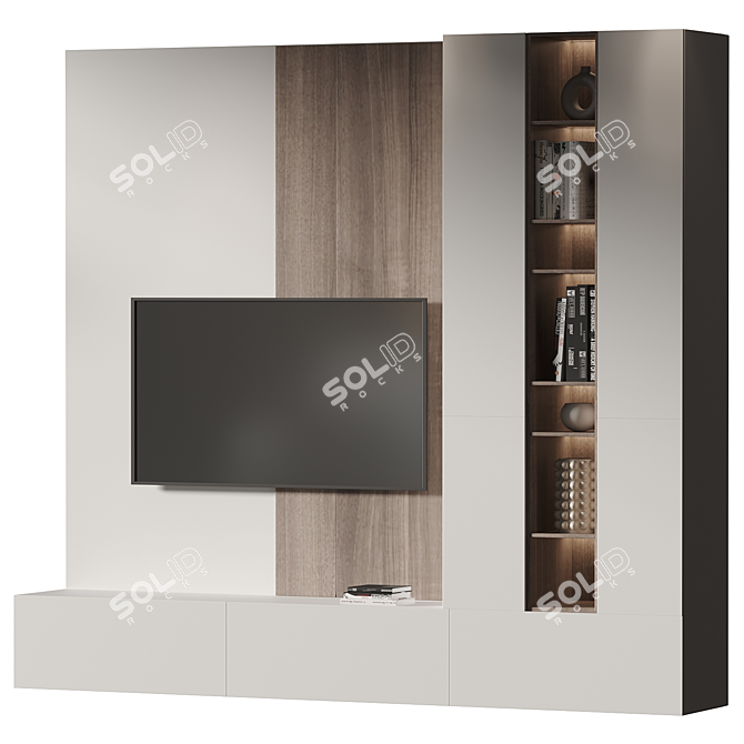 Modern TV Wall Set 2014 3D model image 1