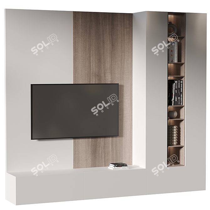 Modern TV Wall Set 2014 3D model image 3