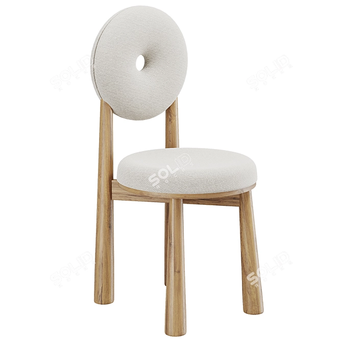 Modern White Boucle Dining Chair 3D model image 2