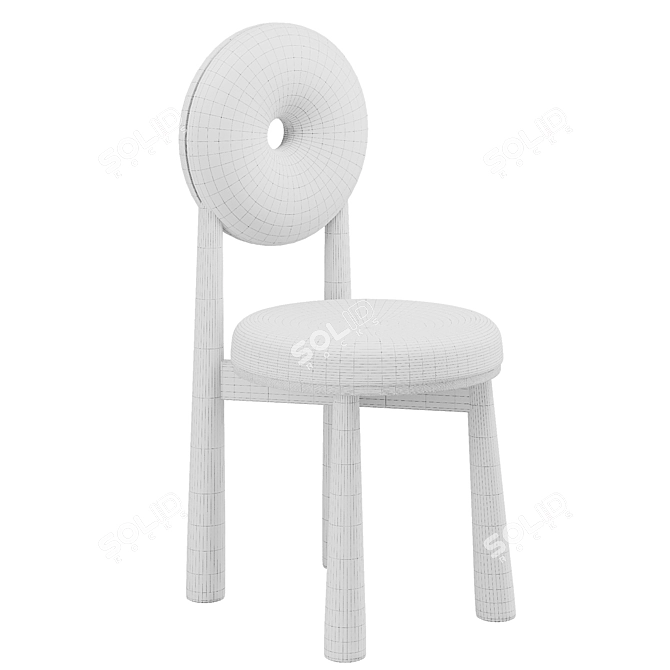 Modern White Boucle Dining Chair 3D model image 6